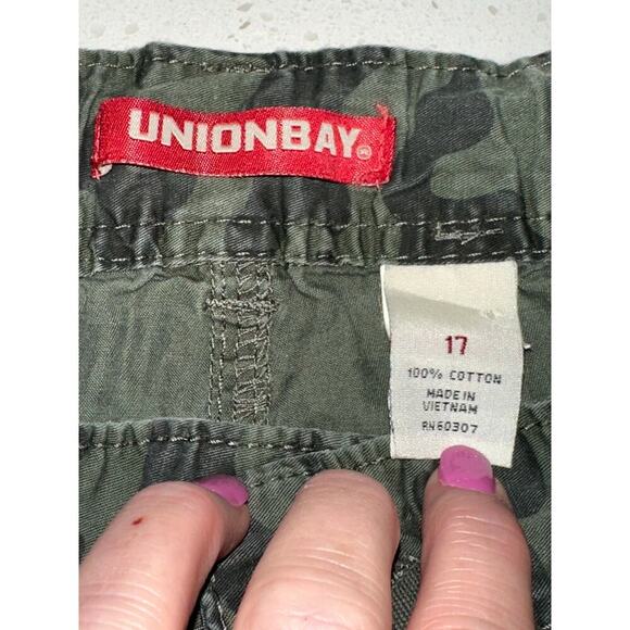 Union Bay Camouflage Cropped Pants drawstring Jr Sz 17 grunge skater streetwear - Picture 3 of 7